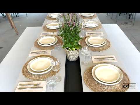 AXI Aaron Gartenset mit 2 Bänken – Akazienholz und Kalkstein-Look