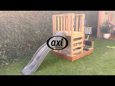 AXI Vicky Spielturm mit Sandkasten, Spielküche & Kreidetafel – Blaue Rutsche