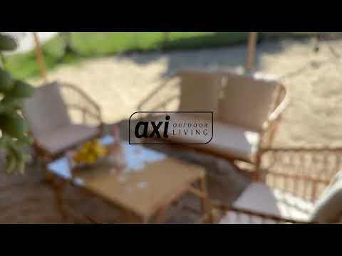 AXI Mary Rattan Lounge Set – 4-teilig mit Sofa, Tisch und 2 Stühlen Braun und Weiß