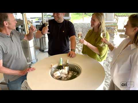 AXI Brandon 2-in-1 Stehtisch / Beistelltisch & Getränkekühler – Kalkstein-Look