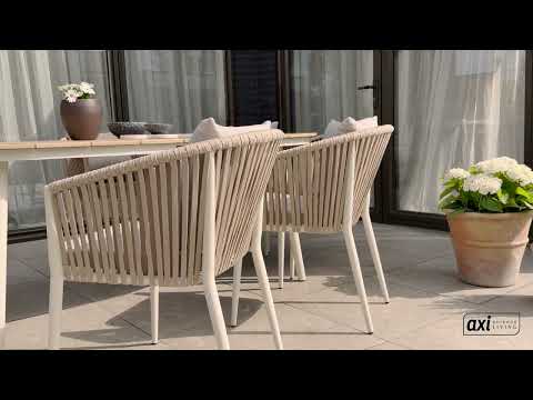 AXI Chay Gartenset mit 8 Stühlen – Beige mit Polywood in Holzoptik