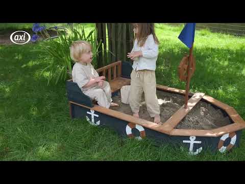 AXI Doris Boot Sandkasten 153 x 90 x 100 cm mit Bank Anthrazit und Braun AXI Doris Boot Sandkasten 153 x 90 x 100 cm mit Bank Anthrazit und Braun