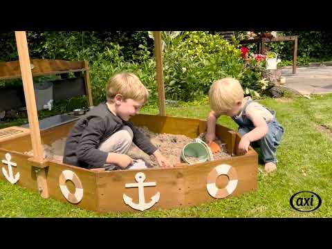 AXI Dora Boot Sandkasten mit Spielküche und Dach 160 x 100 cm Braun/Anthrazit