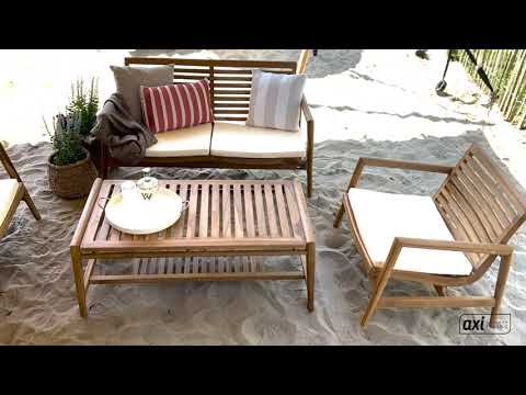 AXI June Loungeset 4-teilig mit Bank, Tisch & 2 Stühlen – Teak und Creme AXI June Loungeset 4-teilig mit Bank, Tisch & 2 Stühlen – Teak und Creme